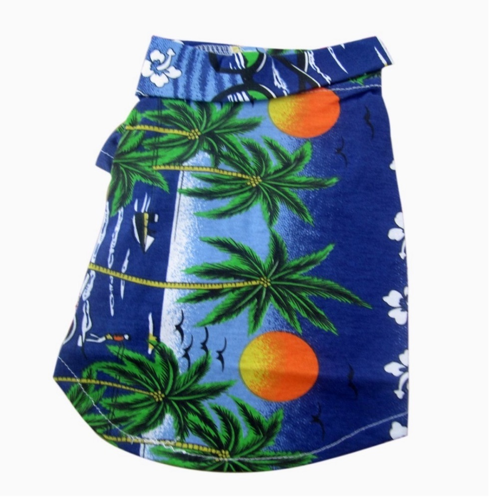 Hawaiian Beach Coconut Tree Print Dog Shirt Summer Camp Shirt Clothes